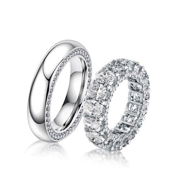 Classic Eternity Oval Cut Couple Rings