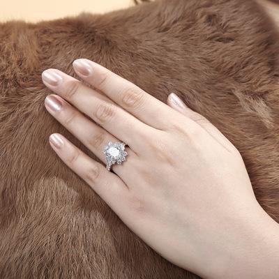 4.0 Carat Flower Shaped Bright Engagement Ring