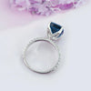 Vintage Blue Cushion Cut Sterling Silver Engagement Ring