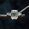 Classic Three Stone Emerald Cut Engagement Ring