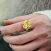 Retro Cushion Cut Yellow Engagement Ring In Sterling Silver