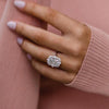 Exquisite Radiant Cut Halo Engagement Ring In Sterling Silver