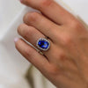 Halo Cushion Cut Blue 925 Sterling Silver Engagement Ring