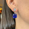 Gorgeous Blue Cushion Cut Drop Earrings In Sterling Silver