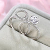 Stunning Round Cut Halo Insert Bridal Ring Set In Sterling Silver
