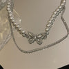 Butterfly Design Pearl Double Layered Choker