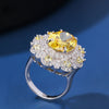 Gorgeous Yellow Oval Cut Cluster Sterling Silver Engagement Ring