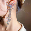Butterfly Design Drop Earrings With Long Fringe
