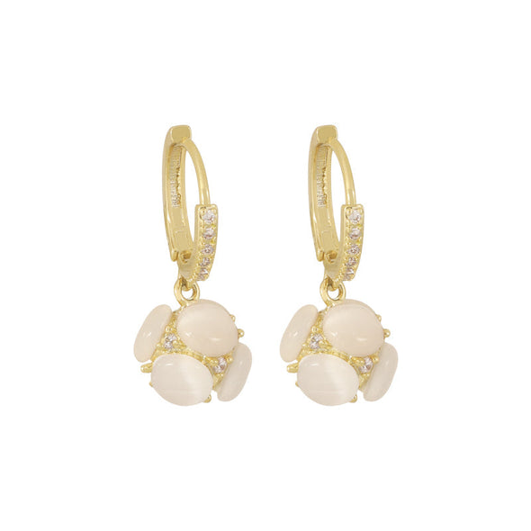 Luxury Opal Dangle Earrings In Golden Tone