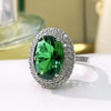 5.0 CT Retro Green Halo Oval Cut Sterling Silver Engagement Ring