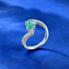 1.5 Carat Green Pear Cut Engagement Ring In Sterling Silver