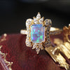 Vintage Court Opal Engagement Ring In Golden Tone