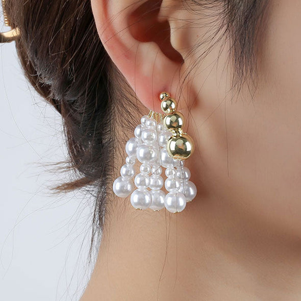 Elegant Pearl Fringe Drop Earrings