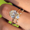 Exquisite Golden Tone Oval Cut Solitaire Bridal Set in Sterling Silver