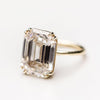 Luxurious Golden Emerald Cut Engagement Ring In Sterling Silver