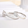 Classic Round Cut 6 Prong Bridal Set In Sterling Silver
