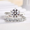 Classic Round Cut 6 Prong Bridal Set In Sterling Silver