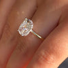 Elegant Elongated Cushion Cut Sterling Silver Engagement Ring With Hidden Halo