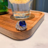 Vintage Luxury Halo Square Cut Blue Gemstone Engagement Ring