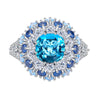 Luxurious Art-Deco Inspired Vintage Synthetic Aquamarine Ring in Sterling Silver