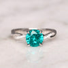 Twisted Band Round Cut Paraiba Tourmaline Ring in Sterling Silver