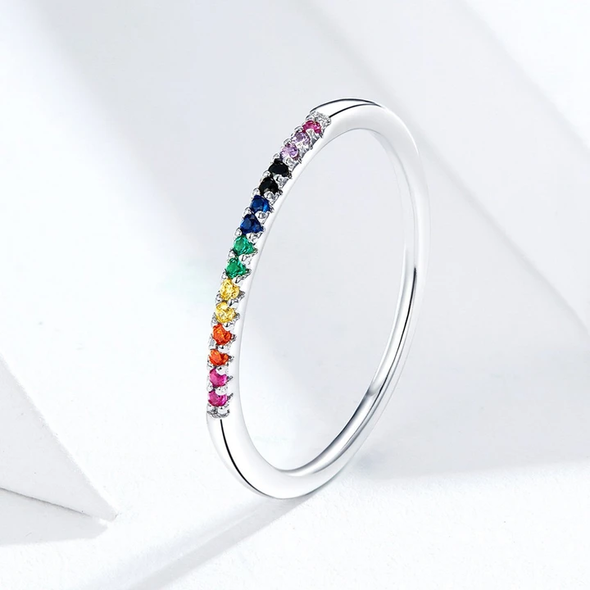 Multi Color 925 Sterling Silver Stackable Ring