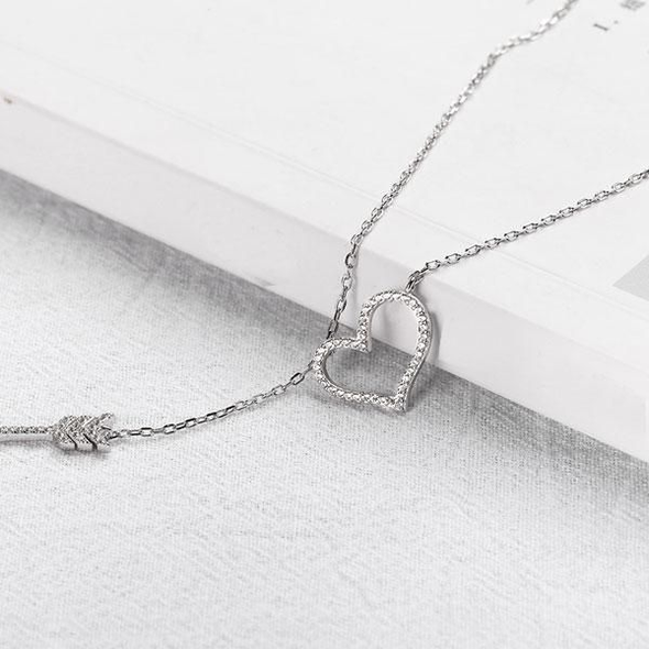 Heart & Key Sterling Silver Y Necklace