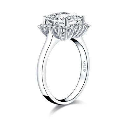 Radiant Cut Unique Design Sterling Silver Engagement Ring
