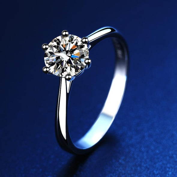 Moissanite Round Cut 6 Prong Engagement Ring