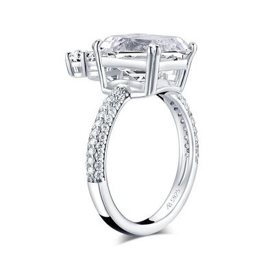 Emerald Cut Engagement Ring with Half Snowflake Decor