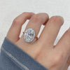 6.0 Carat Oval Cut Two Tone Sterling Silver Engagement Ring