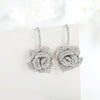 Rose Design Drop Earrings In Silver Tone
