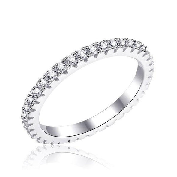Classic Eternity Thin Sterling Silver Wedding Band