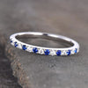Blue And White Design Half Eternity Wedding Band In Sterling Silver