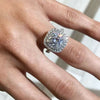 Double Halo Cushion Cut Twisted Shank Engagement Ring in Sterling Silver