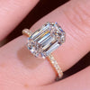 Emerald Cut Engagement Ring Golden Tone in Sterling Silver