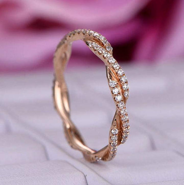 Rose Golden Twist Interweave Stackable Ring