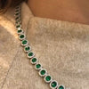 Vintage Emerald Green Halo Oval Cut Necklace