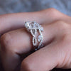 Halo Princess Cut Twist Bridal Ring Set in Sterling Silver