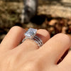 3.25 Ct Emerald Cut Solitaire Ring Side Stone Marquise Cut Bridal Set in Sterling Silver