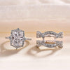 3 CT Halo Radiant Cut Bridal Set Ring Enhancer in Sterling Silver