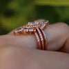 3pcs Halo Pear Cut Bridal Set Ring in Rose Gold in Sterling Silver