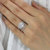 Rose Gold & Silver Art Deco Halo Round Cut Bridal Set Ring in Sterling Silver