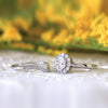 Round Cut Halo Floral Bridal Set Ring in Sterling Silver