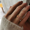 Vintage  Geometric Baguette Ruby Ring in 925 Sterling Silver 18K Gold Plated