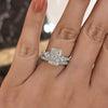 2 pcs Radiant Cut Three Stone Wedding Ring Bridal Set In Sterling Silver