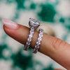 2pcs Cushion Cut Bridal Set Rings In Sterling Silver