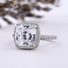 3.2 Carat Cushion Cut Halo Engagement Ring In Sterling Silver