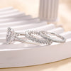 3PCS Cushion Cut Three Stone Bridal Set Rings In Sterling Silver