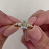 Gold Plated Vintage Emerald Cut Engagement Ring with Side Stones